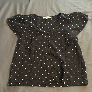LOFT flutter sleeve polka dot blouse